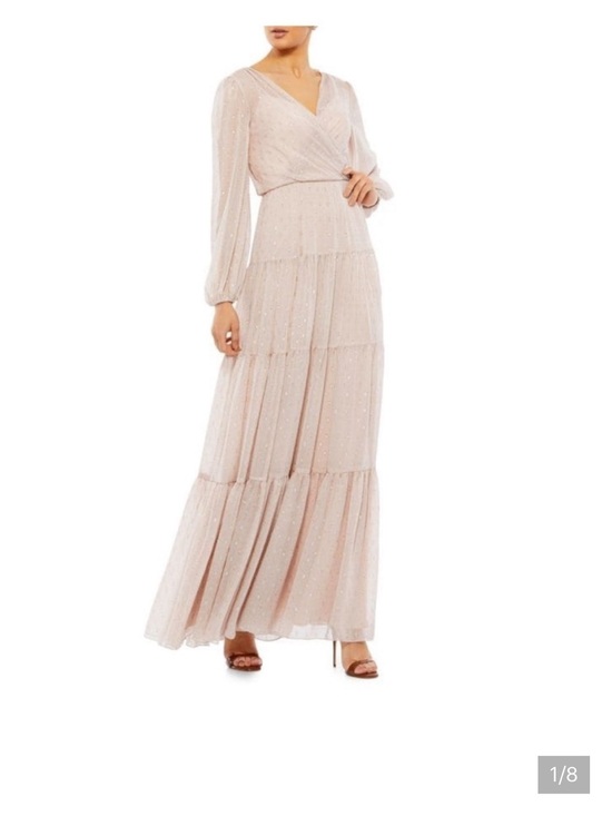 Mac Duggal Dresses & Skirts - Mac Duggal Pale Blush Tiered Long Sleeve Maxi Dress